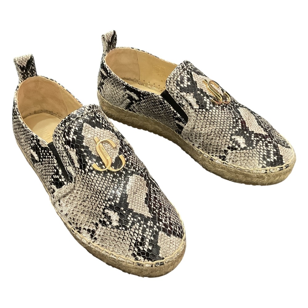 Jimmy Choo Espadrille Slip On Snakeskin Loafers‎ Designer Shoes Size 36.5